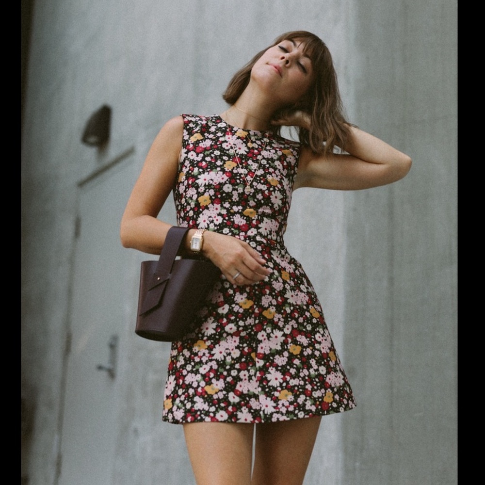 RED VALENTINO Chelsea Sleeveless Micro-Flower Jacquard Minidress Size 46